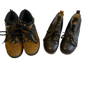 GAP Kids 11 Brown Leather Chukka Boots Hiking Leather Lace-Up Boots